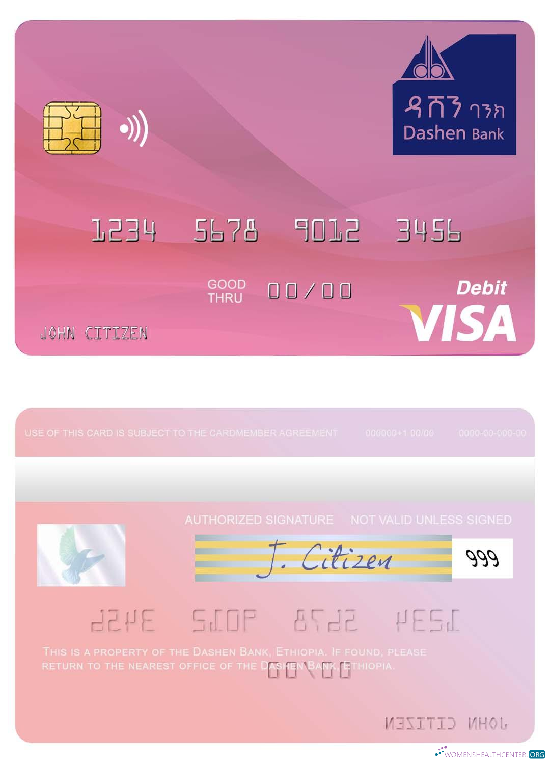 Download Ethiopia Dashen Bank visa debit card Photoshop template